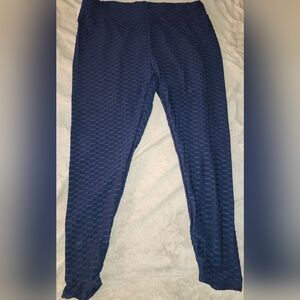 SHEIN Curve Women’s Leggings 3XL Navy Blue Textured Honeycomb Stretch Pull-On